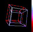 a rotating 4 dimensional hypercube.